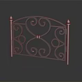 Decorative Metal Railing With Intricate Scroll Patterns Heart Shape And Spiked Finials 3d model