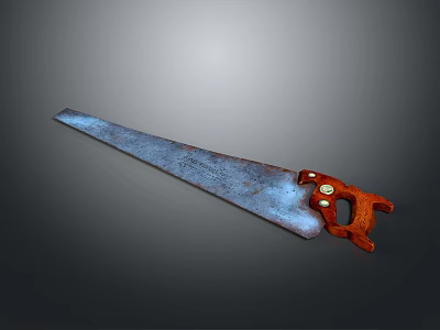 Old Hand Saw With Wooden Handle And Rustic Metal Blade As Vintage Carpentry Tool 3d model