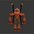 Red Mechanical Robot Design With Extended Arms Antennas And Jointed Legs