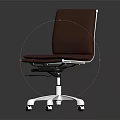 Modern Office Chair With Brown Leather Upholstery And White Base