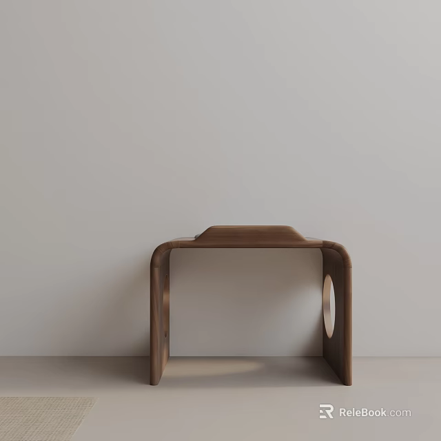 Modern Wooden Side Table With Curved Frame And Sleek Top Design 3d model 