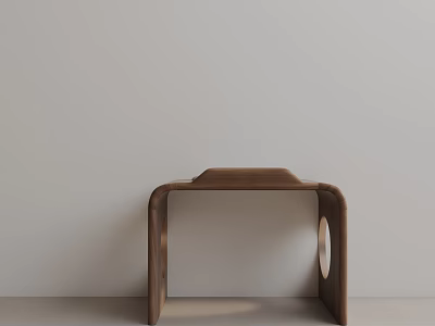 Modern Wooden Side Table With Curved Frame And Sleek Top Design 3d model