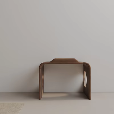 Modern Wooden Side Table With Curved Frame And Sleek Top Design 3d model