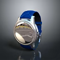 Stylish Modern Watch With Blue Strap And Silver Dial Transparent Surface Design
