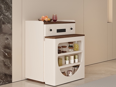 Sideboard Tea Table Function Telescopic Intelligent Groceries Cabinet Fruit Tray Tea Plug Board Restaurant Tea Room Island Table Cream Wind Side Cabinet Universal Wheel 3d model