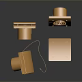 Golden Electronic Appliance Components With Square And Circular Designs 3d model