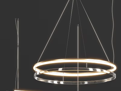 Modern Ring Shaped Hanging Pendant Light with Metallic Frame and Glowing Effect 3d model