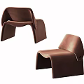 Modern Brown Leisure Chair Set of Two with Unique Curved Structure and Stylish Design