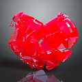 Red Broken Heart Shaped Decorative Ornament Set With Geometric Fragments And Reflective Surface