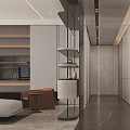 Modern Dining Living Room Interior With Open Layout Sofa TV Wall And Marble Accents