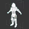 Futuristic Armored Game And Movie Character With Metallic Suit And Blue Accents
