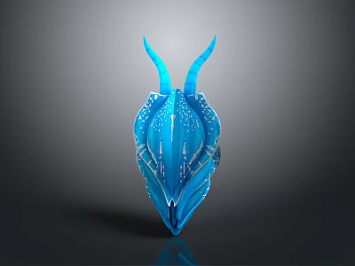 Game And Movie Character Blue Horned Helmet With White Patterns And Fantasy Design 3d model