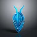 Game And Movie Character Blue Horned Helmet With White Patterns And Fantasy Design