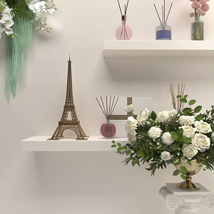 Fragrance perfume essential oil beauty makeup live background France Eiffel Tower flowers Europe Nordic plaster column white 3d model