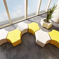 Modern public chair bench combination 3d model