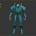 Futuristic Blue Mech Robot Warrior With Metallic Armor And Modern Design