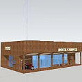 Copper Curved Storefront With DEUS EX MACHINA ROCKCAFE Signage And Motorcycle In Urban Area