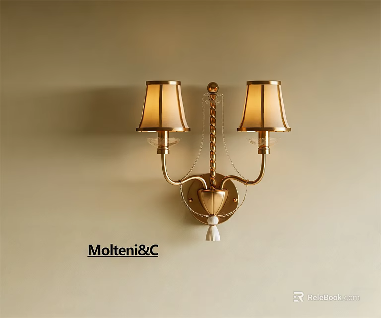 Elegant Gold Wall Sconce with Beige Shades for Interior Lighting by MolteniC 3d model 