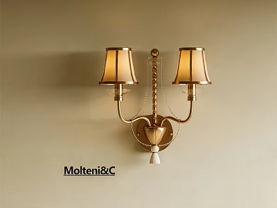 Elegant Gold Wall Sconce with Beige Shades for Interior Lighting by MolteniC 3d model