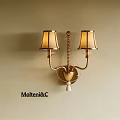 Elegant Gold Wall Sconce with Beige Shades for Interior Lighting by MolteniC