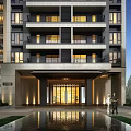 Modern High Rise Residential Building With Surrounding Greenery And Palm Trees