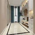 Bright Modern Living And Dining Space With Custom White Storage Cabinets And Polished Marble Floors