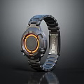 Modern Fashion Watch With Metal Strap And Orange Accent Design