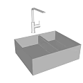 Stainless Steel Square Kitchen Sink With Modern Faucet And Single Bowl Design