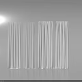 White Elegant Floor Length Curtains with Simple Design and Soft Fabric 3d model