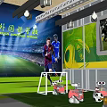 Five a Side Football Field With Green Lawn Goals And Active Players Recreational Scene