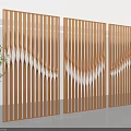 Modern Three Panels Wooden Room Divider With Elegant Wavy Curved Slats And Backlit Design