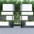 Modern Landscape Wall Design With Marble Panels And Bamboo Backdrop 3d model