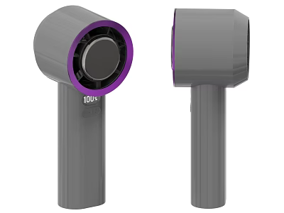 IDUX Handheld Hair Dryer With Gray Body And Purple Accents Design 3d model