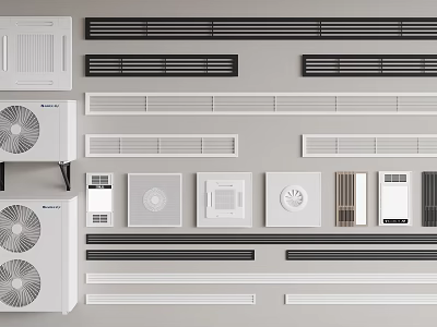 Various Styles Of Modern Air Conditioner Vents With Different Shapes And Designs For Home 3d model