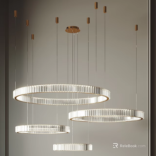 Modern Circular Crystal Chandelier With Transparent Crystals And Gold Metal Frame 3d model 