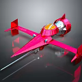 Red Spacecraft Model With Pointed Nose Red Wings Silver Cockpit And Front Spike