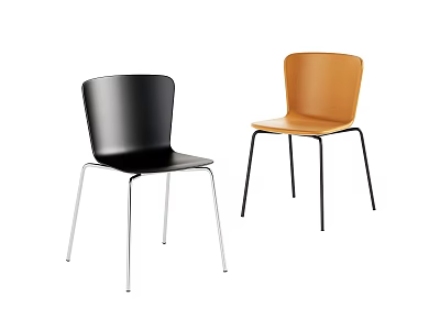 Sleek Modern Dining Chairs With Black And Orange Design And Metal Legs 3d model Sleek Modern Dining Chairs With Black And Orange Design And Metal Legs 3d model