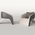 Modern Single Sofa With Gray And Beige Upholstery And Decorative Pillow