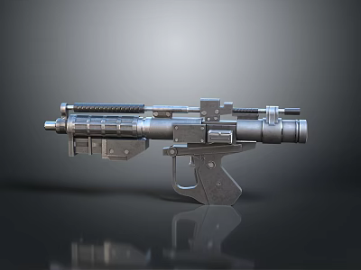 Futuristic Sci Fi Gun Weapon With Metallic Design And Shiny Reflective Surface 3d model