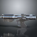 Futuristic Sci Fi Gun Weapon With Metallic Design And Shiny Reflective Surface 3d model