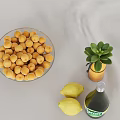 Inflatable Fruit Themed Decor With Apricots Lemons Olive Oil And Succulent Plant