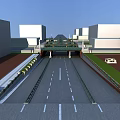 Urban Road Infrastructure With Overpass Buildings Green Belts And Street Lamps