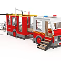 Red White Fire Truck Themed Children's Playground Structure With Climbing Frame And Stairs