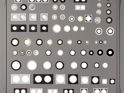 Modern Downlights And Spotlights With Various Styles On Gray Panel 3d model