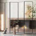 Modern screen glass pattern screen partition 3d model