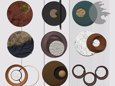 Modern Circular Wall Decor With Various Colors And Textured Geometric Designs 3d model