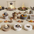 Various Fire Pit Designs with Kettle Fruits Nuts Round and Square Shapes