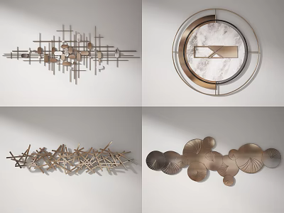 Modern Metal Wall Decor Art Pieces With Various Geometric And Organic Shapes 3d model