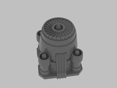 Detailed 3D Rendering of Mechanical Part with Bladed Top and Cylindrical Base Supports 3d model