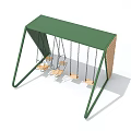 Modern Outdoor Playground Swing Set With Green Frame Multiple Swings And Wooden Elements 3d model